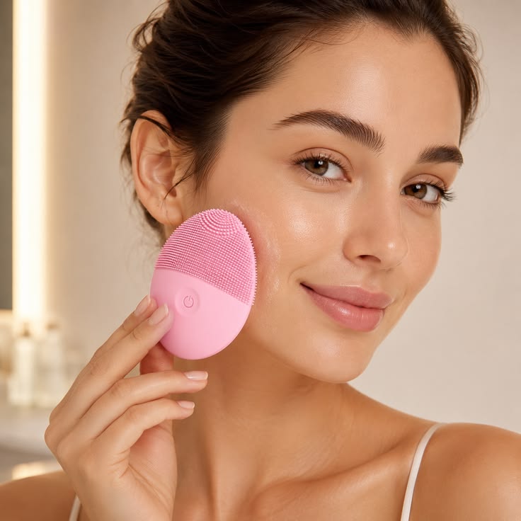 Facial Cleansing Device, Waterproof Beauty Instrument, Eye Beauty Device - Pink